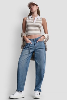 STRIPED SLEEVELESS POLO SWEATER VIEW 1 | Tees & Tanks