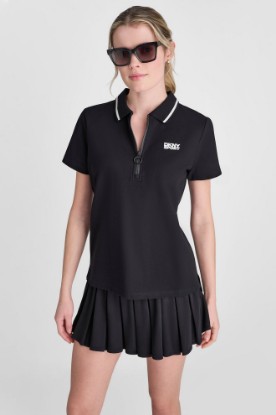 LOGO EMBROIDERED ZIP POLO VIEW 1 | Tees & Tanks