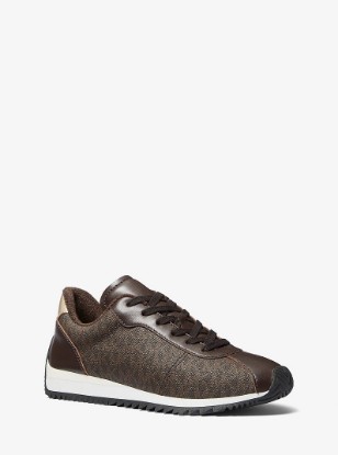 Rhodes Signature Logo Trainer in BROWN | Michael Kors