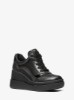 Emmy Leather and Mesh Wedge Trainer in BLACK | Michael Kors