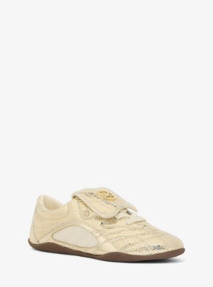 Kyler Metallic Crackled Suede Sneaker in PALE GOLD | Michael Kors