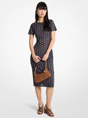 Picture of Laser Cut Mirror Scuba Midi Dress