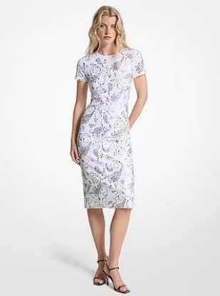 Picture of Studded Paisley Scuba Midi Dress