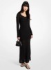 Pointelle Stretch Knit Maxi Dress in BLACK | Michael Kors