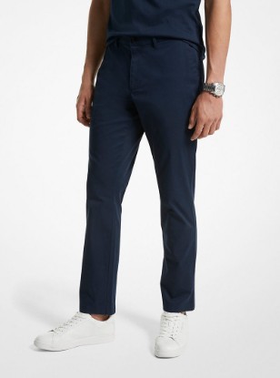 Slim-Fit Cotton Blend Chino Pants in MIDNIGHT | Michael Kors