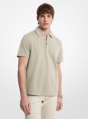 Stretch Cotton Polo Shirt in STONE | Michael Kors