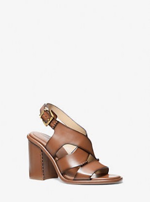 Picture of Raven Burnished Leather Block Heel Sandal