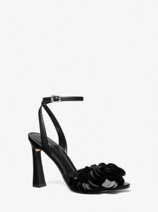 Loretta Sequin Embellished Sandal in BLACK | Michael Kors