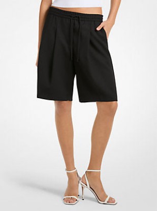 Picture of Stretch Wool Blend Twill Pleated Track Shorts