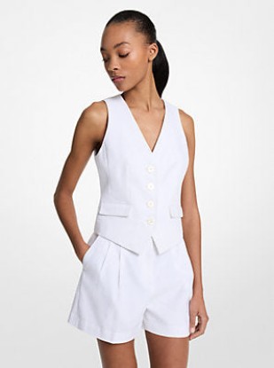 Picture of Pleated Linen and Cotton Shorts