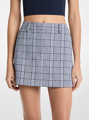 Picture of Plaid Stretch Crepe Trouser Mini Skirt