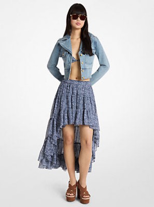 Picture of Floral Print Georgette High-Low Skirt