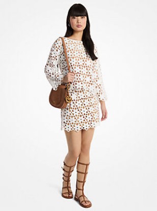 Picture of Mirror Embellished Floral Crochet Skirt