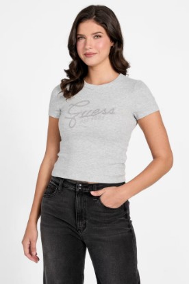 Picture of Logo Rhinestones T-Shirt - Gray