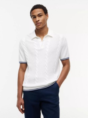 Picture of Short-Sleeve Cable Knit Sweater Polo