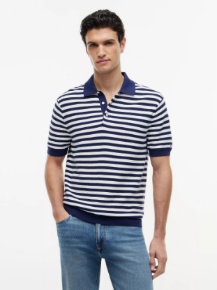 Picture of Short-Sleeve Stripe Waffled Sweater Polo