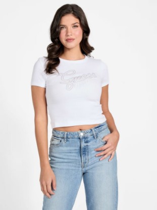 Picture of Logo Rhinestones t-shirt White