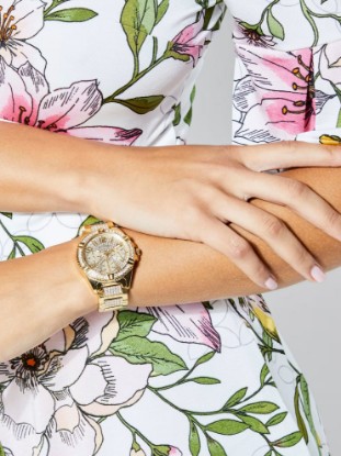 Picture of Rhinestone Gold-Tone Multifunction Watch