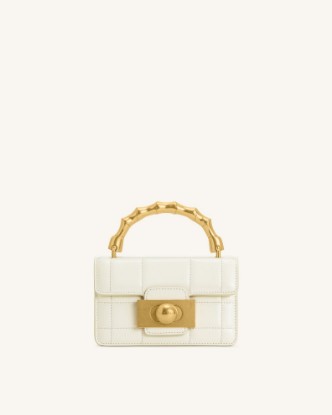 Picture of Kaia Bamboo Metal Handle Handbag - White