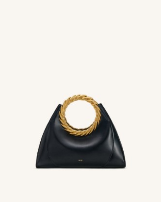 Picture of Amiya Leaf Handle Sculpture Bag - Black