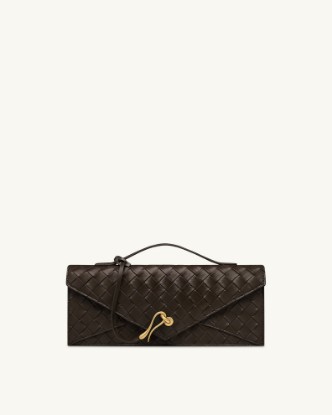 Picture of Celeste Woven Textured Envelope Top Handle Bag - Dark Brown