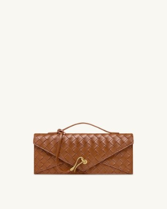 Picture of Celeste Woven Textured Envelope Top Handle Bag - Brown