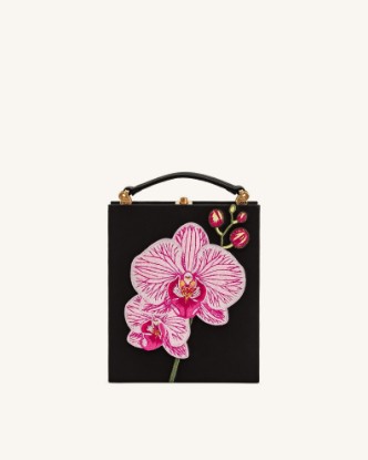 Picture of Taya Orchid Motif  Book Shape Clutch Bag - Black
