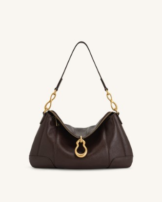 Picture of Jayla Metal Pendant Embellished Shoulder Bag - Dark Brown