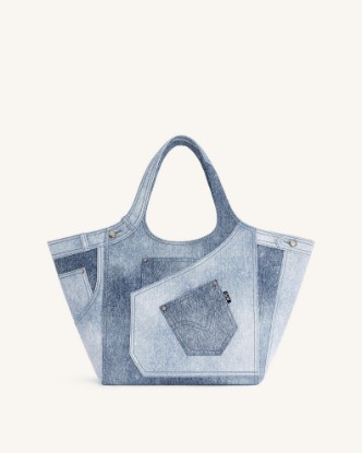 Picture of Eliana Denim Embossed Tote Bag - Blue