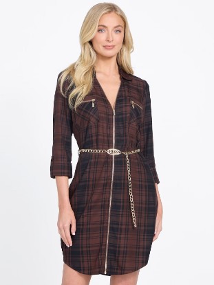Picture of Elina Plaid Shirtdress - Red