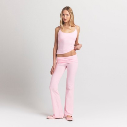 COTTON JERSEY FOLDOVER PANT | CHERRY BLOSSOM ON A MODEL FRONT VIEW S
