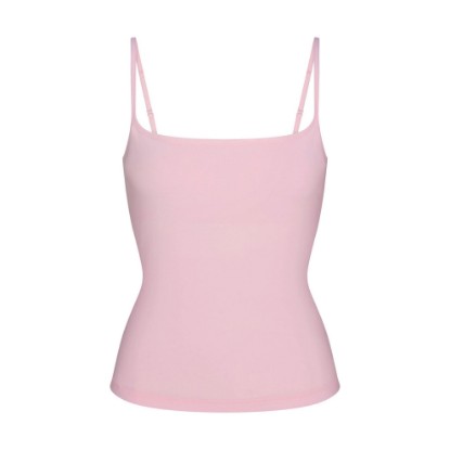 COTTON JERSEY SCOOP NECK CAMI | CHERRY BLOSSOM ON A MODEL FRONT VIEW S | FOCUS: 0.0, 1.0, 0.9