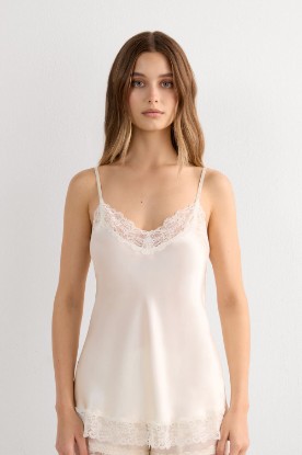 Picture of Lace and Silk Top Talc White