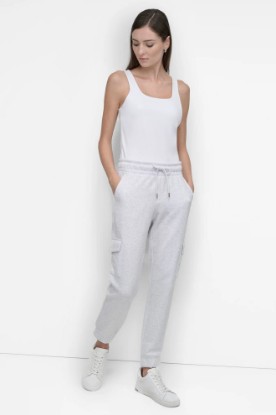Picture of HIGH-RISE STUDDED LOGO SLIM JOGGER OPTIC HEATHER