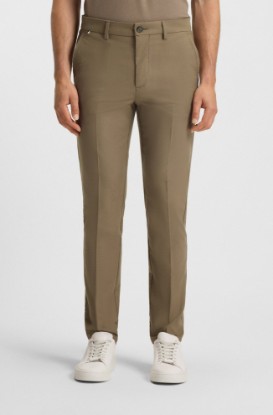 Picture of Slim-fit trousers in cotton-blend twill Dark Blue