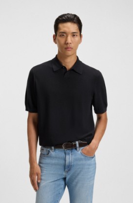 Picture of Knitted polo sweater in virgin wool White