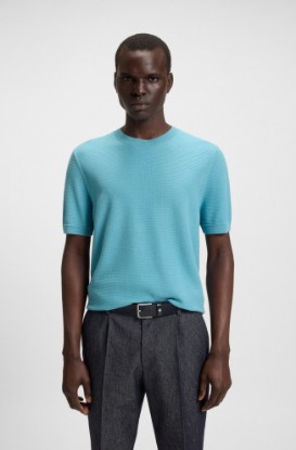 Picture of Knit sweater with mixed structures Dark Blue