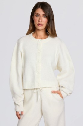 Picture of Knit Cropped Cardigan in Ivory