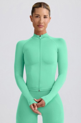 Picture of Define Luxe Zip-Up Jacket in Mint