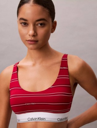 Picture of Icon Cotton Modal Lightly Lined Bralette Climbing Logo Pin Stripe+Scooter