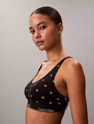 Picture of Icon Cotton Modal Lightly Lined Bralette Diamond Logo Black