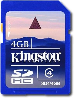 Picture of Kingston 4GB SDHC Class 4 Flash Card Kingston Retail (SD4/4GBKR)