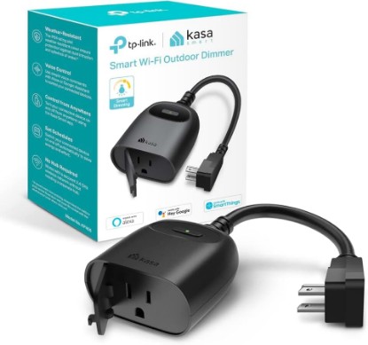 Picture of Kasa Outdoor Smart Dimmer Plug, IP64 Plug- in Dimmer for Outdoor String Lights, Compatible with Alexa, Google Assistant & SmartThings, Long Wi-Fi Range 2.4Ghz, No Hub Required, ETL Certified(KP405)