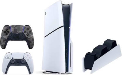 Picture of Sony Playstation 5 Slim Disc 1TB Console Bundle with White & Gray Camo Controllers and DualSense Charging Station, 4K-TV Gaming - SNY-BD-PS5SLIM (Renewed)