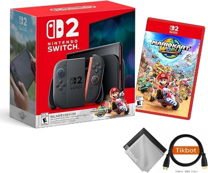 Picture of Nintendo Switch 2 + Mario Kart World Bundle with Bonus HDMI Cable & Screen Cleaning Cloth