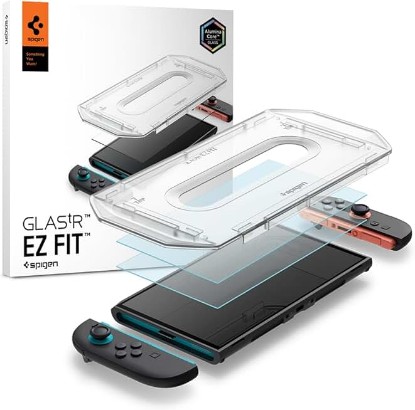 Picture of Spigen GlasTR EZ FIT Screen Protector for Nintendo Switch 2 [2 Pack] | AluminaCore, Aluminum Enhanced 10H+ Tempered Glass, Auto Align Tray, 100% clarity, Original touch, Dock-friendly, 7.9-inch