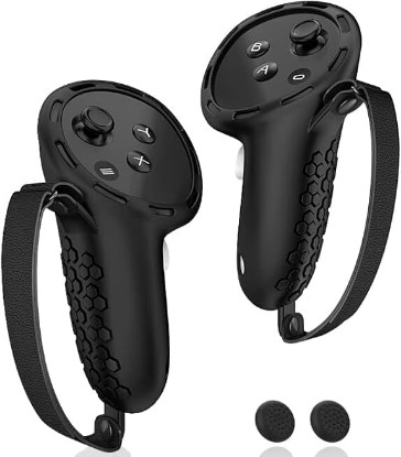 Picture of AMZDM Controller Grip for Meta Quest 3S Oculus Quest 3 VR Accessories Grips Cover for VR Touch Controllers Straps Silicone Covers Protector with Non-Slip Thumbstick Covers 1Pair Black
