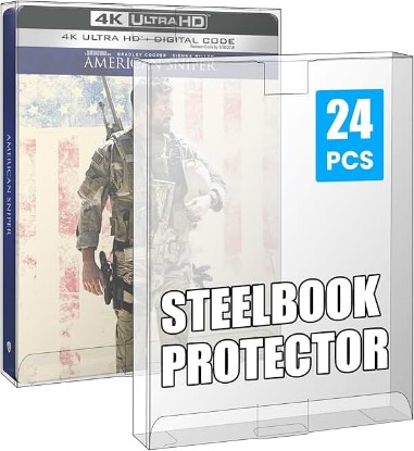 Picture of 24 Pack Steelbook Protector Case Compatible with 4K UHD, Blu-Ray, Arrow Video w/Slipcover, Criterion, PS3 PS4 PS5 Games & Steelbooks – Crystal Clear Heavy Duty Display Box