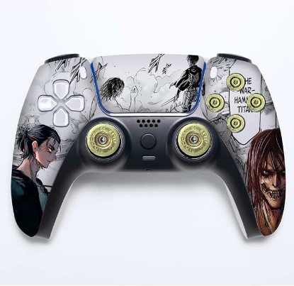 Picture of Attackk on Tittan Bullet Custom PS-5 Controller Wireless compatible with Play-Station 5 Console by BCB Controllers | Proudly Customized in USA with Permanent HYDRO-DIP Printing (NOT JUST A SKIN)