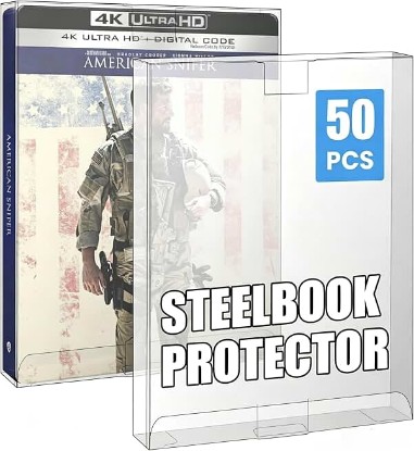 Picture of 50 Pack Steelbook Protector Case Compatible with 4K UHD, Blu-Ray, Arrow Video w/Slipcover, Criterion, PS3 PS4 PS5 Games & Steelbooks – Crystal Clear Heavy Duty Display Box